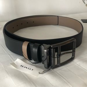 New Coach Double Bar Belt, Reversible (black/elm), Cut-To-Size